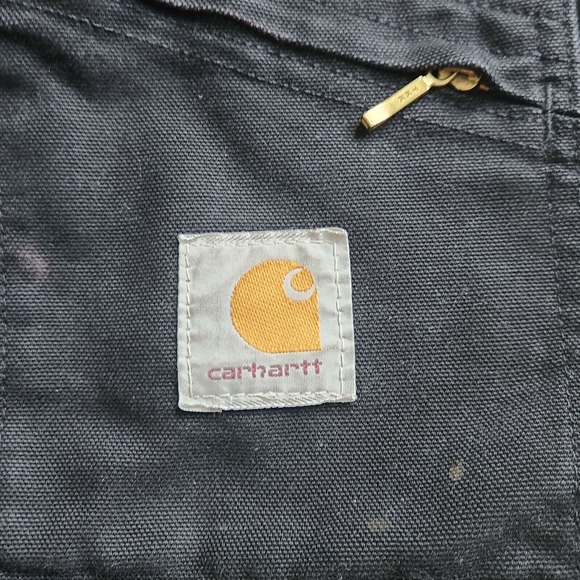 Carhartt Bib Distressed USA Union Made Insulated Duck Canvas Black Y2K Workwear - Picture 3 of 16